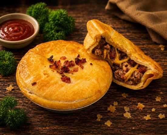 Mince, bacon and cheese pie